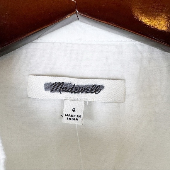 Madewell Puff-Sleeve Band-Collar Lightweight Shirt White Size 4/S NWT - Picture 7 of 9
